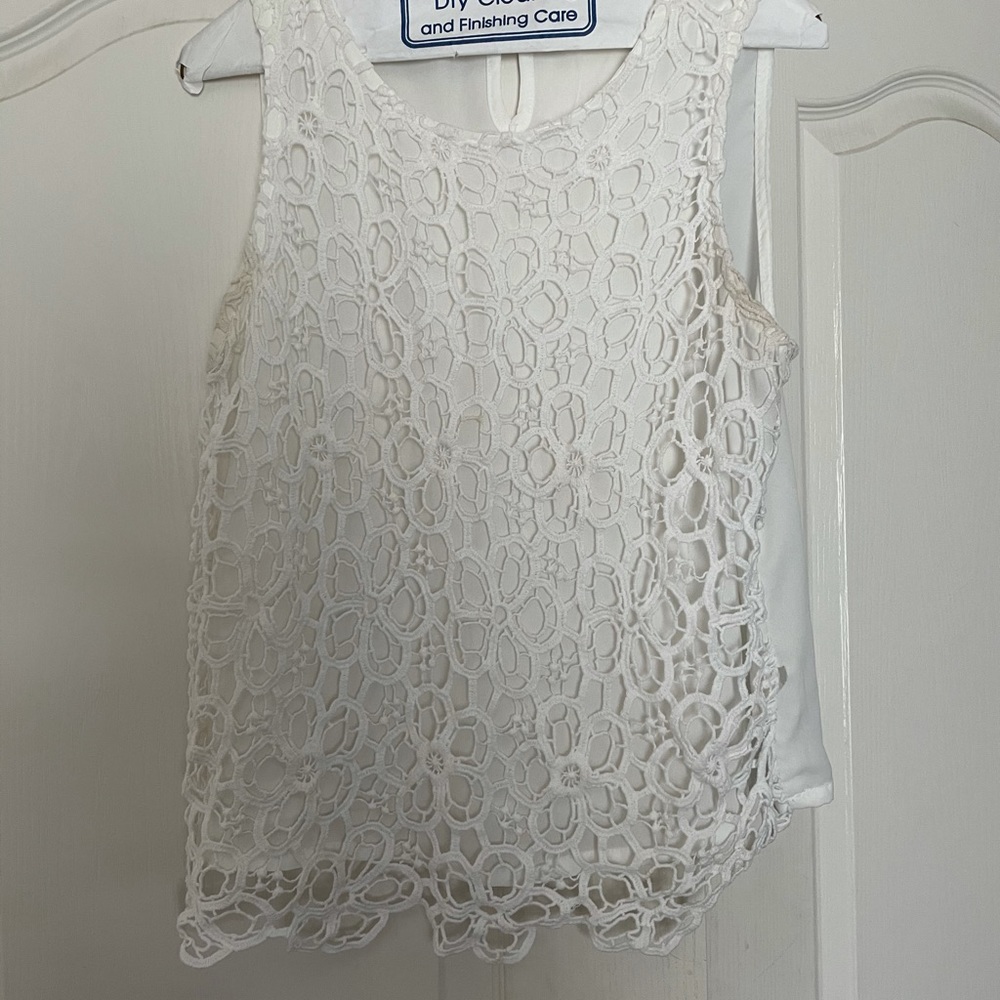 Forever 21 White Crochet Tank